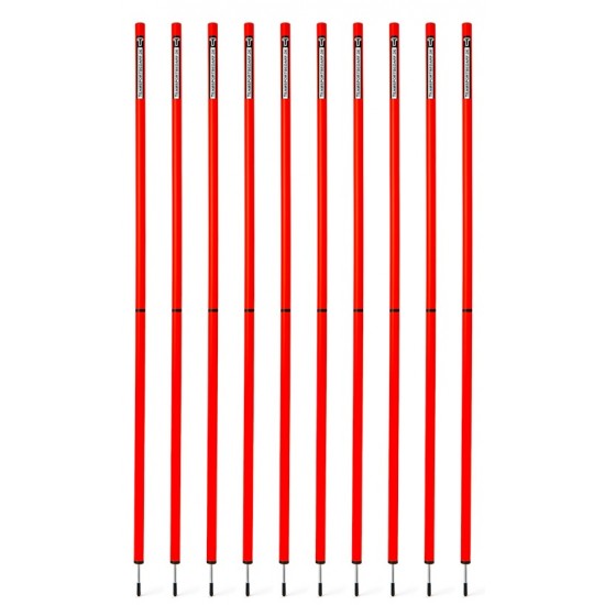 Slalom stangen 32mm - 170 cm (2-delig) - Set van 10 stuks - Rood